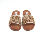 Load image into Gallery viewer, ST x INUOVO Beige Golden-ball Neo Netted Slide Sandals
