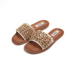 Load image into Gallery viewer, ST x INUOVO Beige Golden-ball Neo Netted Slide Sandals
