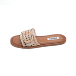 Load image into Gallery viewer, ST x INUOVO Beige Straw Buckle Slide Sandals
