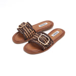 Load image into Gallery viewer, ST x INUOVO Brown Straw Buckle Slide Sandals
