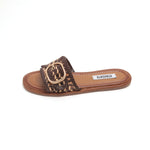 Load image into Gallery viewer, ST x INUOVO Brown Straw Buckle Slide Sandals
