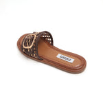 Load image into Gallery viewer, ST x INUOVO Brown Straw Buckle Slide Sandals
