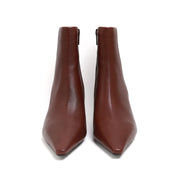 Chestnut Brown Leather Pointed-Toe Stiletto Ankle Boots