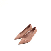 Nude Embossed Heart Patent Heeled Pumps