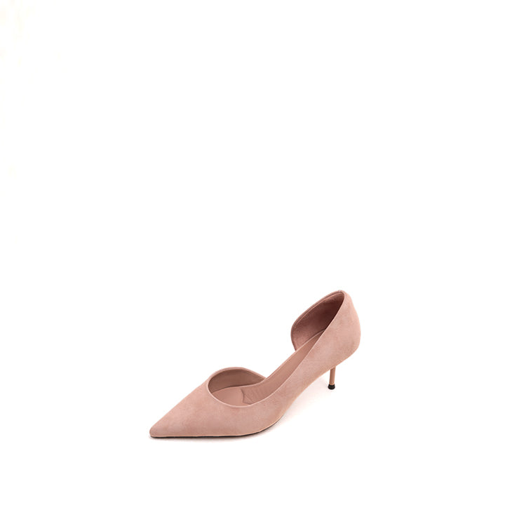 Pastel Suede Pointy D'Orsay Heeled Pumps