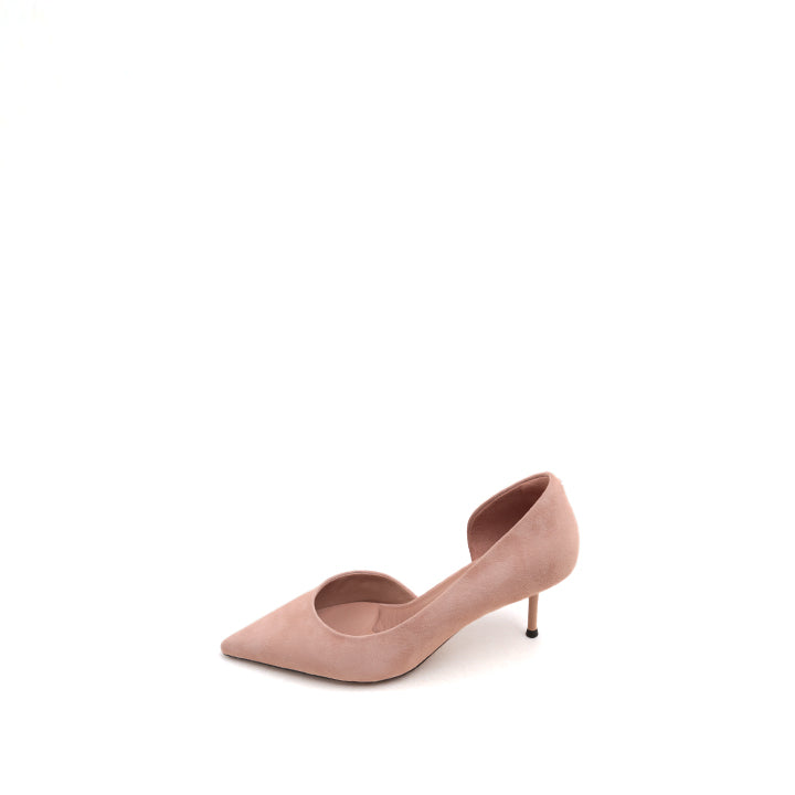 Pastel Suede Pointy D'Orsay Heeled Pumps