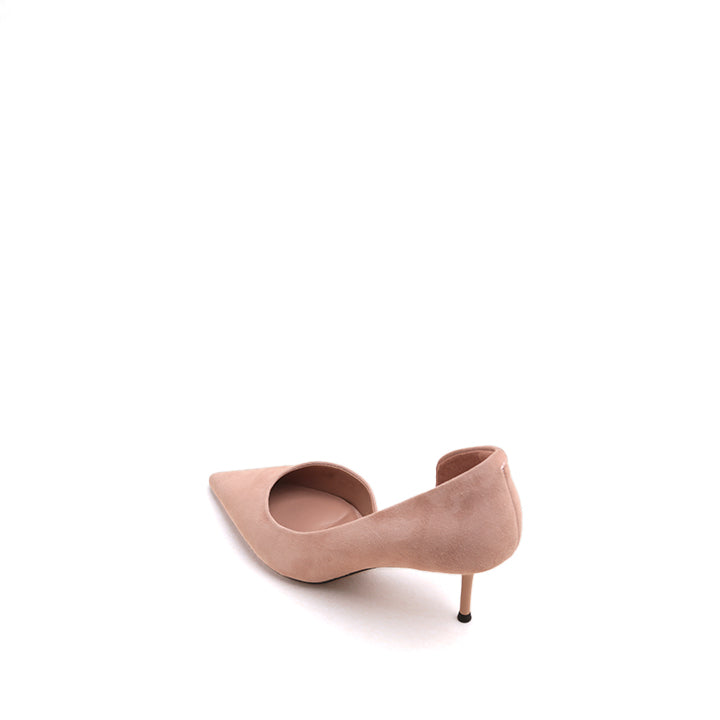 Pastel Suede Pointy D'Orsay Heeled Pumps
