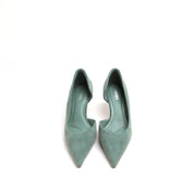 Mint Suede Pointy D'Orsay Heeled Pumps