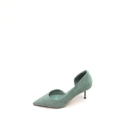 Mint Suede Pointy D'Orsay Heeled Pumps