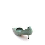 Mint Suede Pointy D'Orsay Heeled Pumps