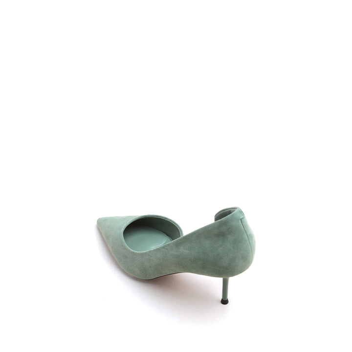 Mint Suede Pointy D'Orsay Heeled Pumps