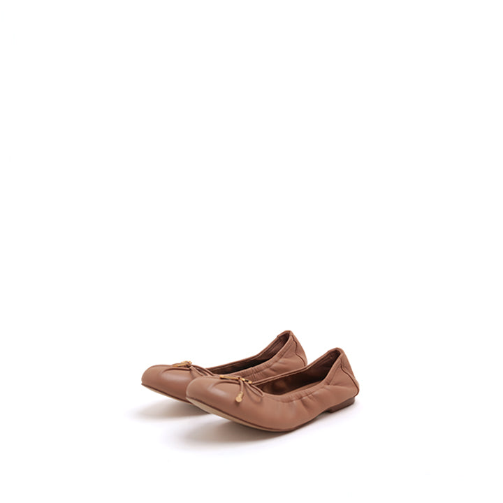 Beige Bow Accent Ballet Flats