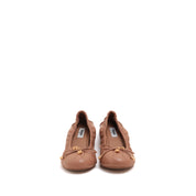 Beige Bow Accent Ballet Flats