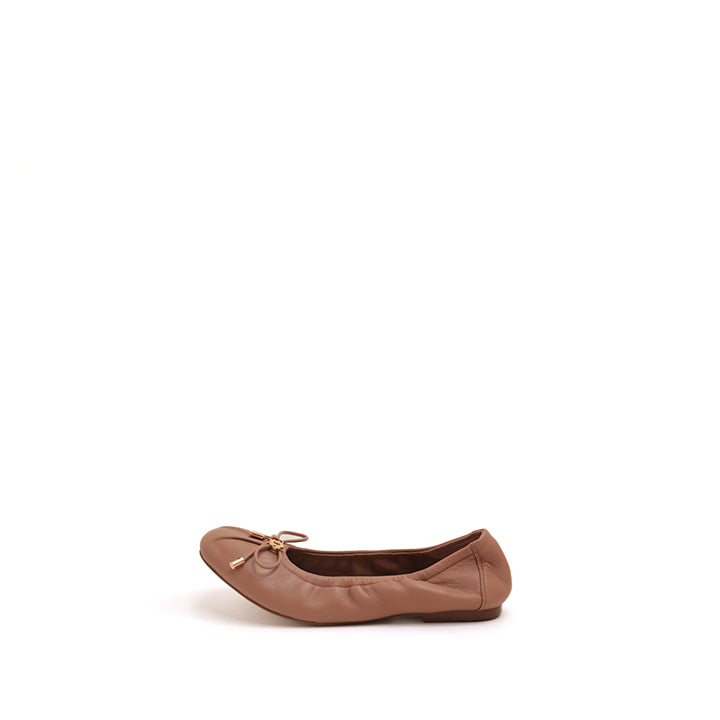 Beige Bow Accent Ballet Flats