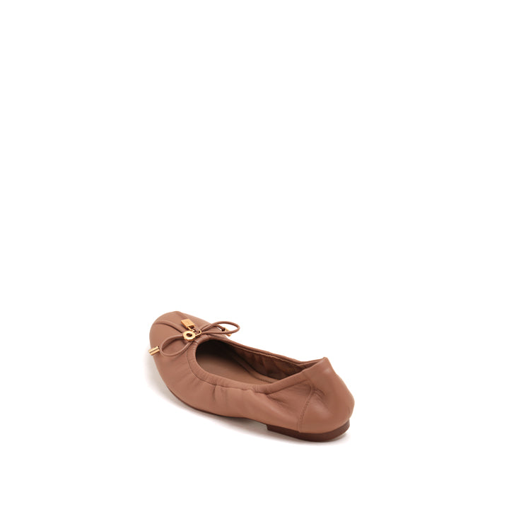 Beige Bow Accent Ballet Flats