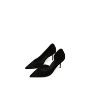 Black Suede Pointy D'Orsay High Heel Pumps