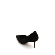 Black Suede Pointy D'Orsay High Heel Pumps