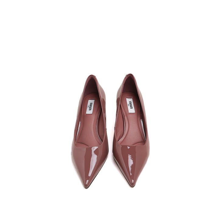 Dusty Rose Patent Pointed Heeled Pumps