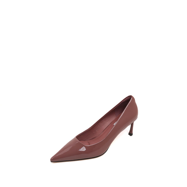 Dusty Rose Patent Pointed Heeled Pumps