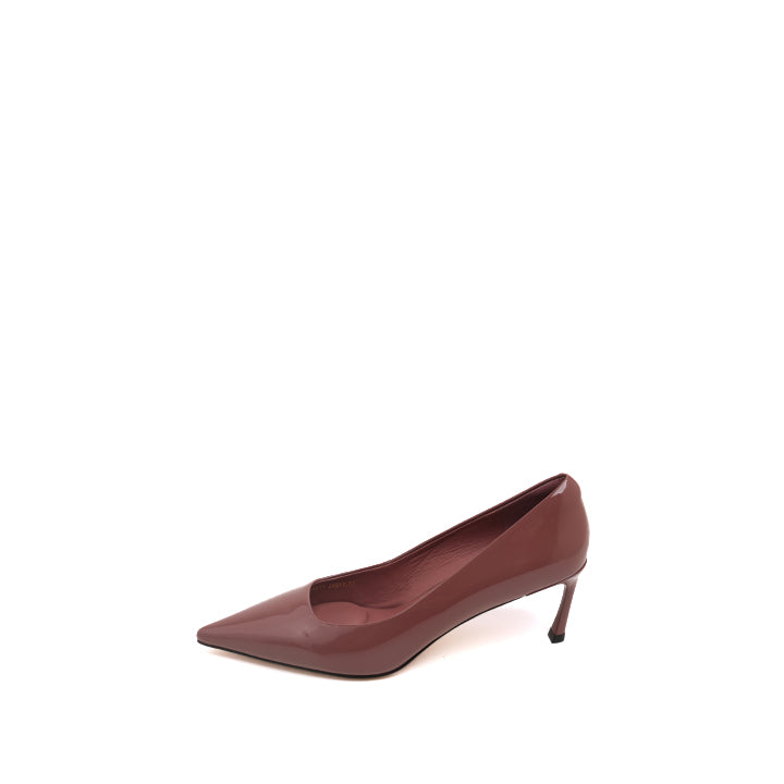 Dusty Rose Patent Pointed Heeled Pumps