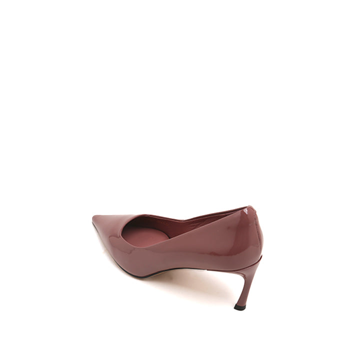 Dusty Rose Patent Pointed Heeled Pumps