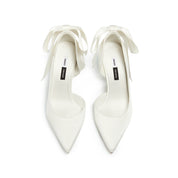 STACCATO × VERA WANG Silk Satin Bow Back Pointed-Toe Pumps