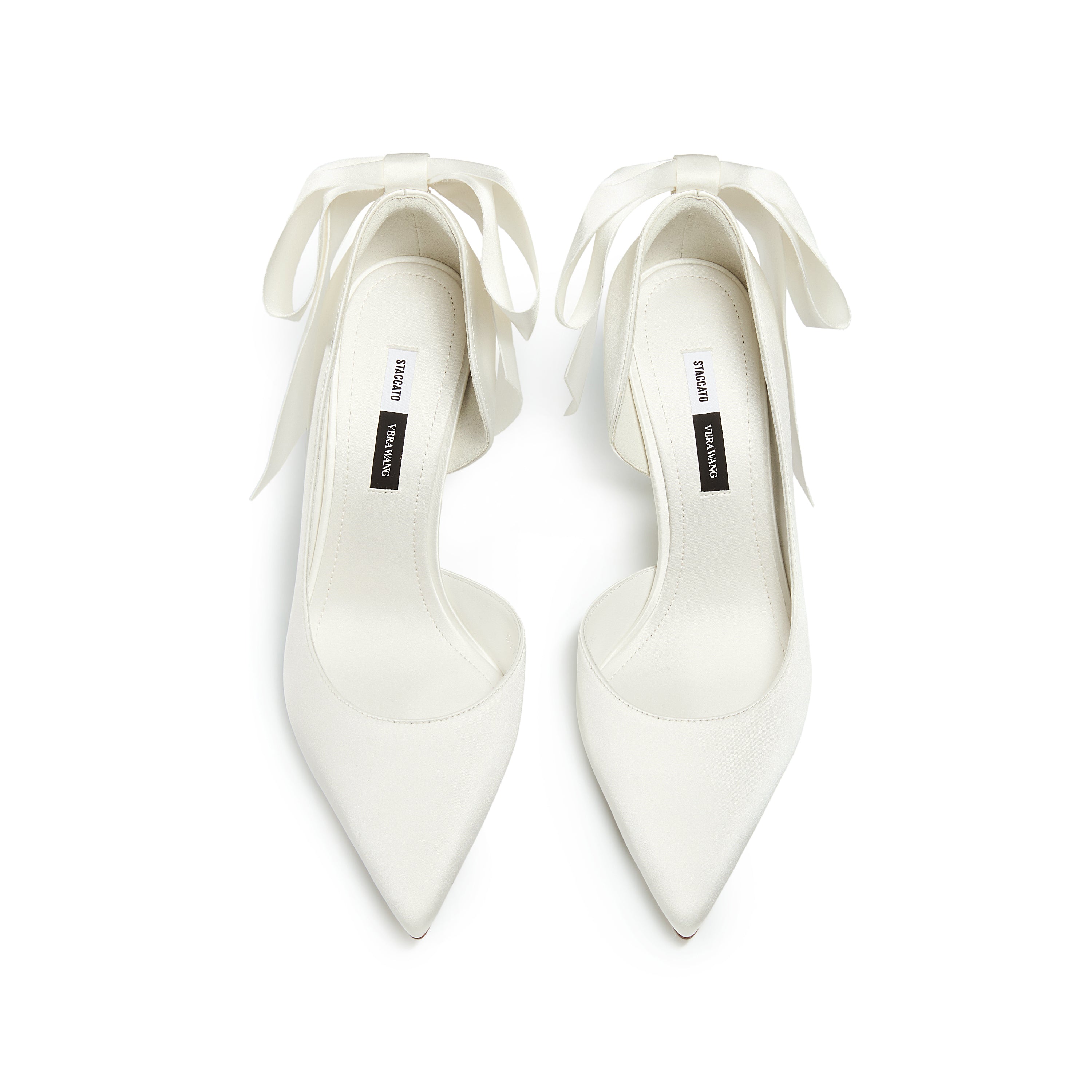 STACCATO × VERA WANG Silk Satin Bow Back Pointed-Toe Pumps