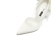 STACCATO × VERA WANG Silk Satin Bow Back Pointed-Toe Pumps