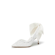 STACCATO × VERA WANG Crystal Embellished Satin Bow Pumps