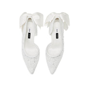 STACCATO × VERA WANG Crystal Embellished Satin Bow Pumps