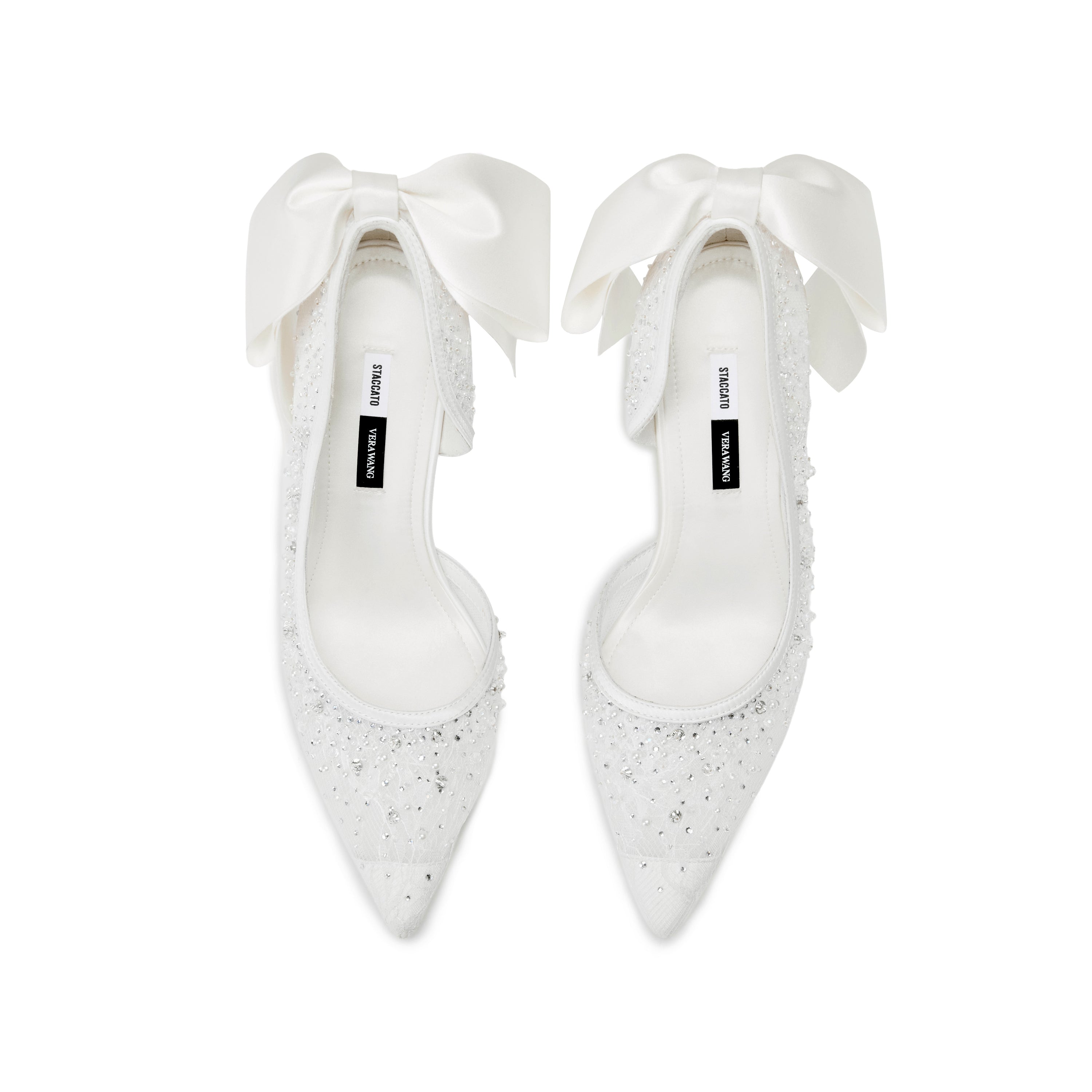 STACCATO × VERA WANG Crystal Embellished Satin Bow Pumps