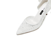 STACCATO × VERA WANG Crystal Embellished Satin Bow Pumps