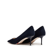 Deep Blue Suede Pointy Toe Heeled Pumps