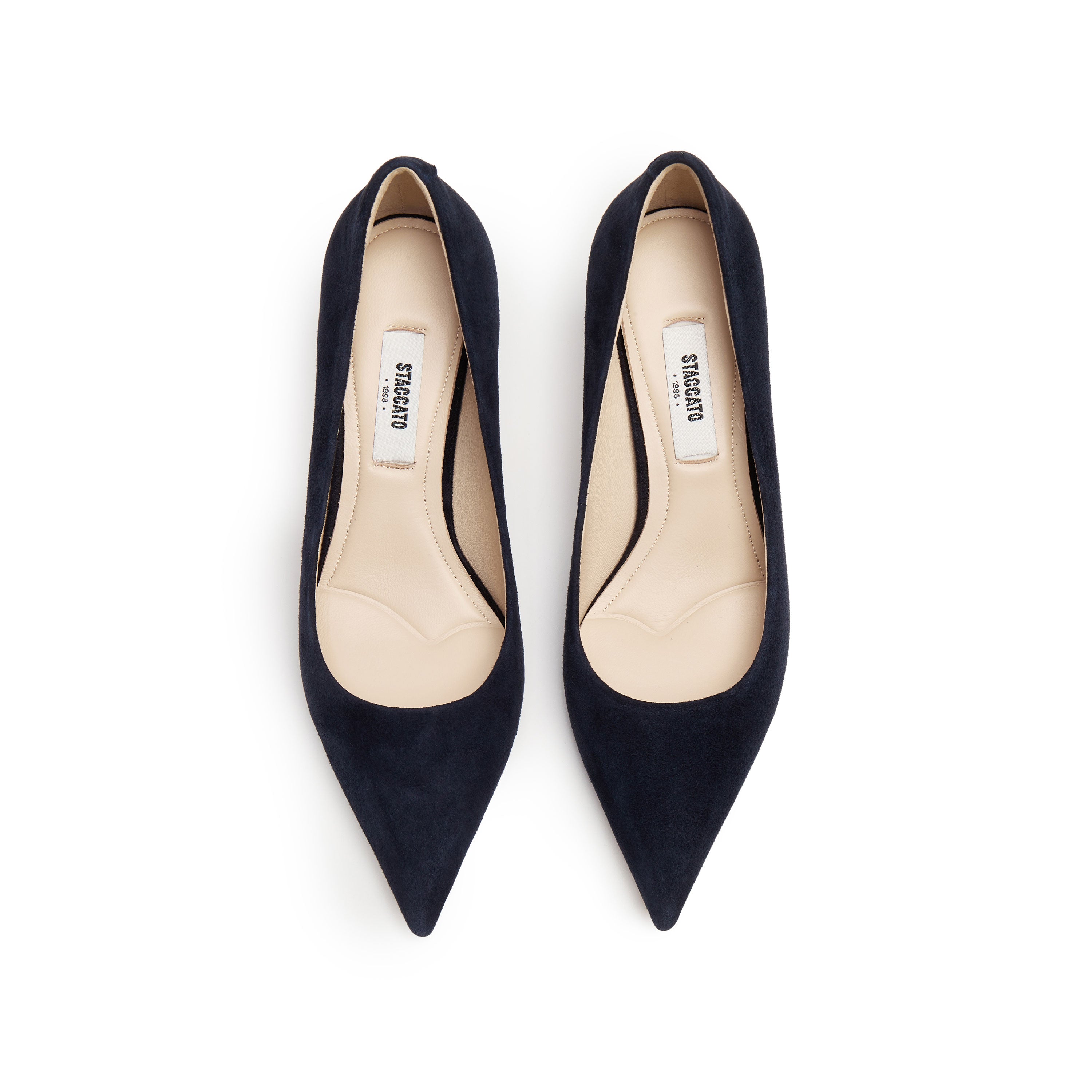 Deep Blue Suede Pointy Toe Heeled Pumps