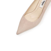 Light Grey Suede Pointy Toe Heeled Pumps