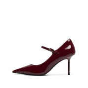 Burgundy Patent Pointed Heeled Mary Janes