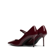Burgundy Patent Pointed Heeled Mary Janes