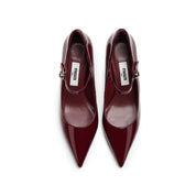 Burgundy Patent Pointed Heeled Mary Janes