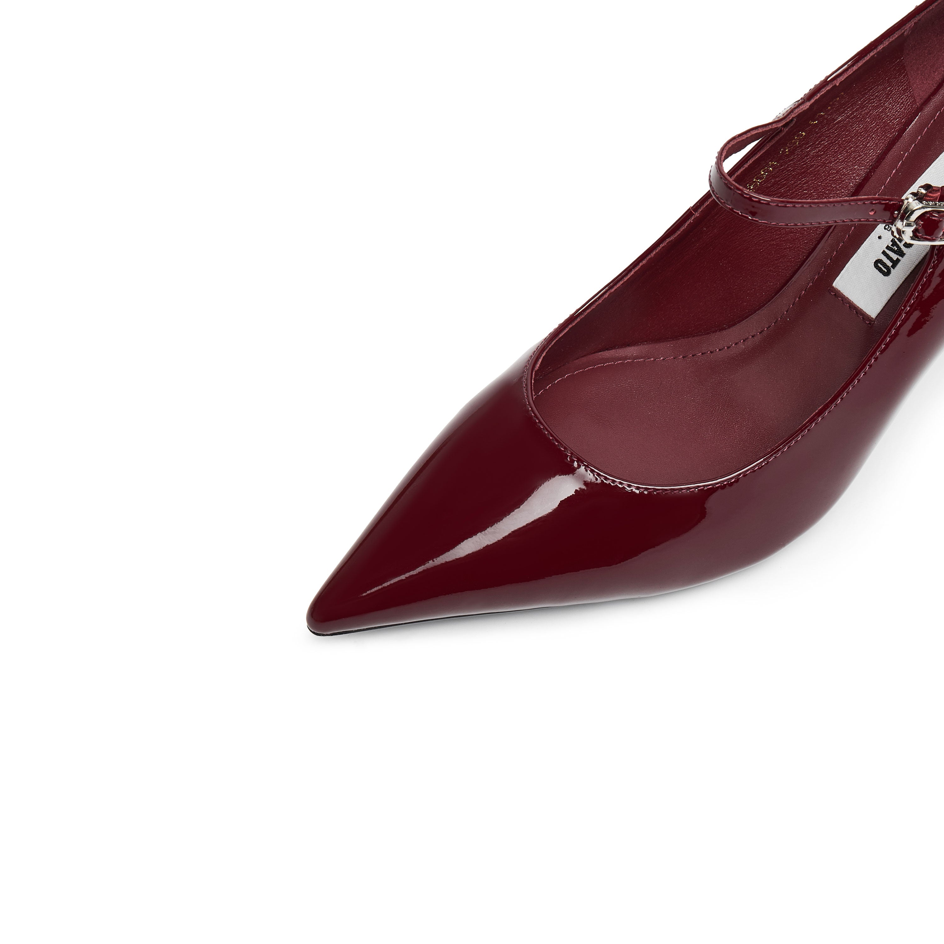 Burgundy Patent Pointed Heeled Mary Janes