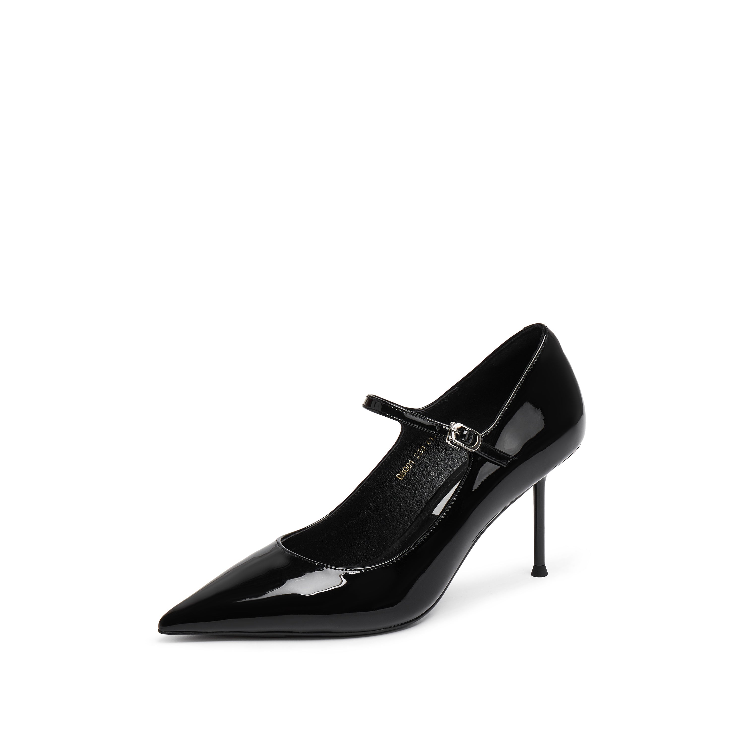 Black Patent Pointed Heeled Mary Janes