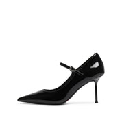 Black Patent Pointed Heeled Mary Janes