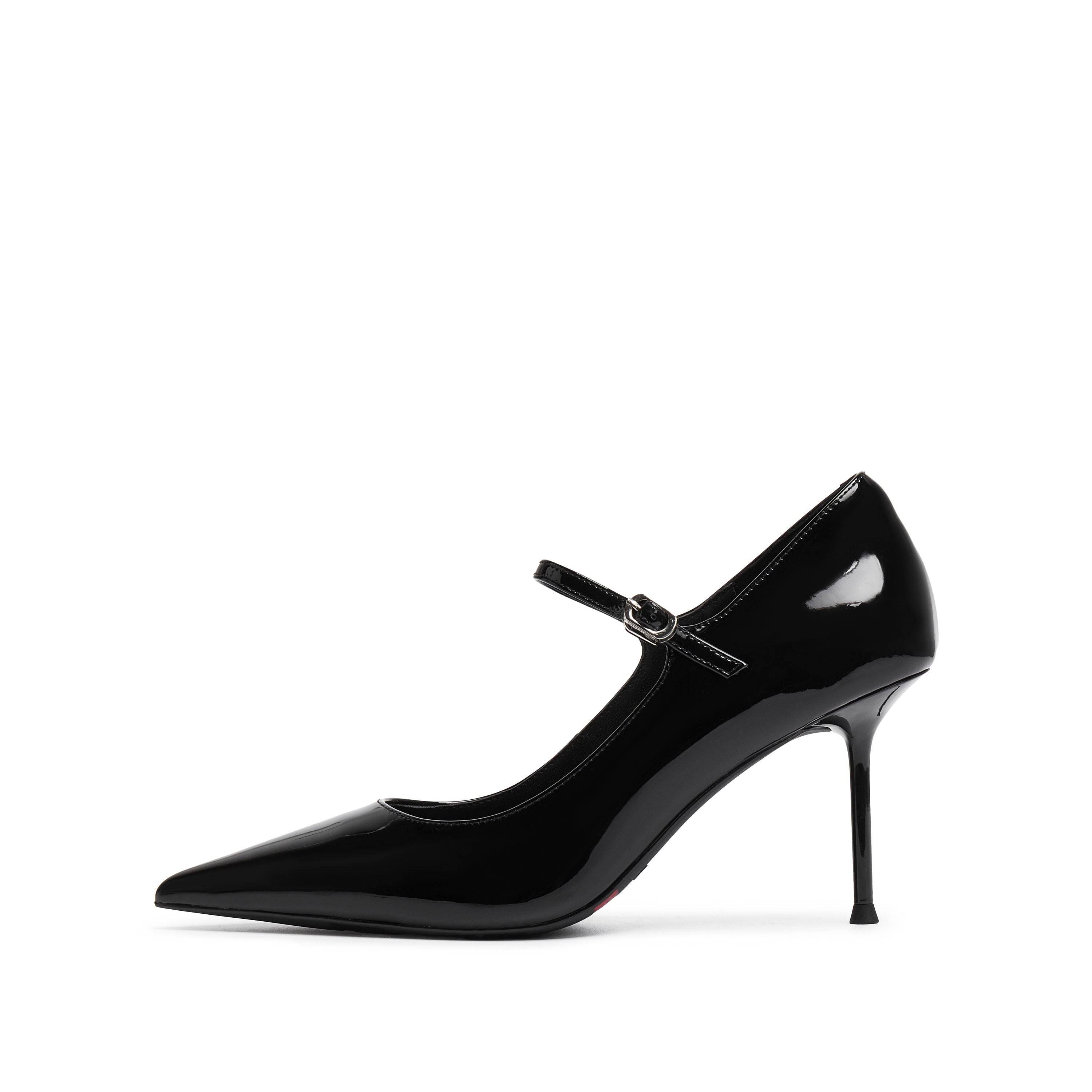 Black Patent Pointed Heeled Mary Janes