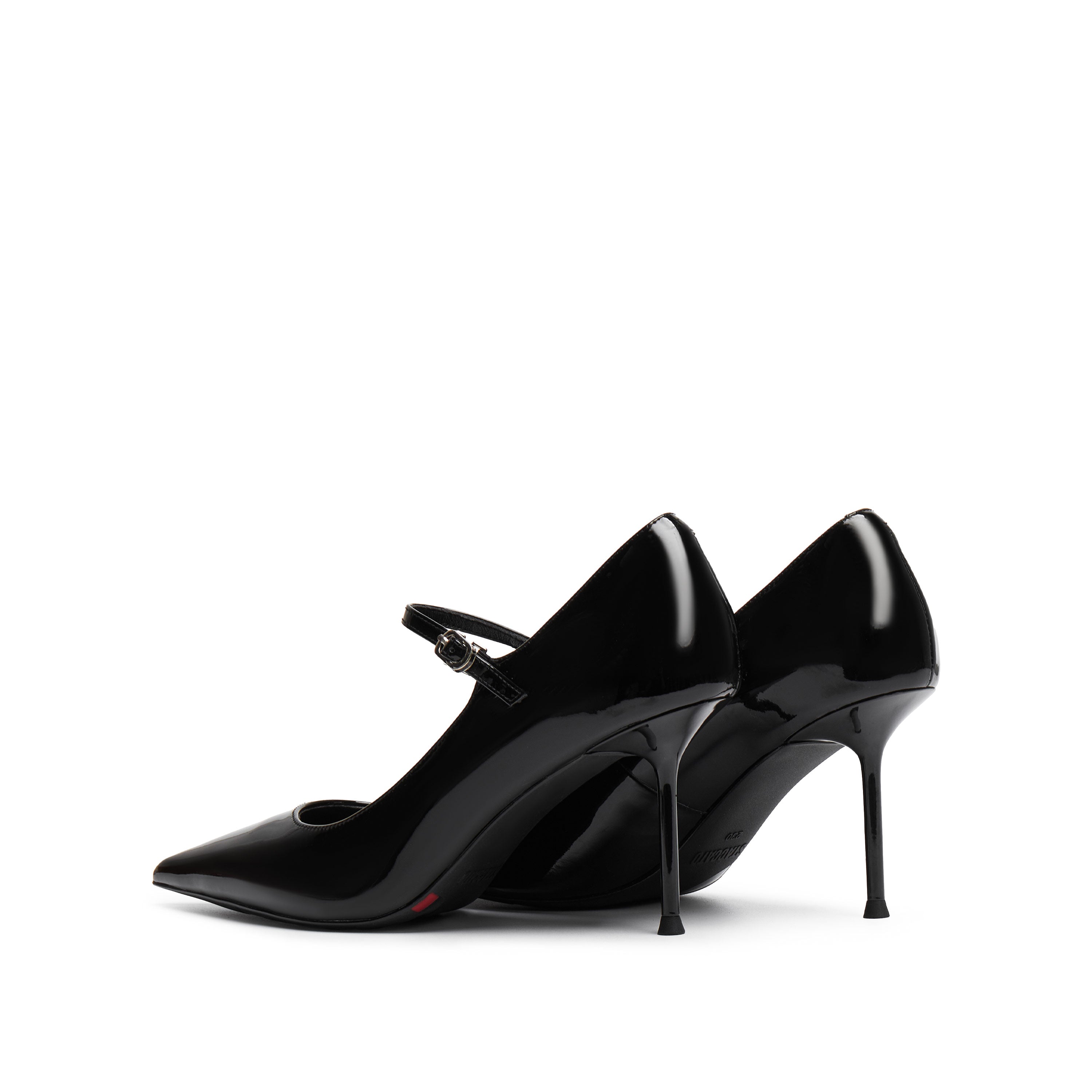 Black Patent Pointed Heeled Mary Janes