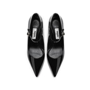 Black Patent Pointed Heeled Mary Janes