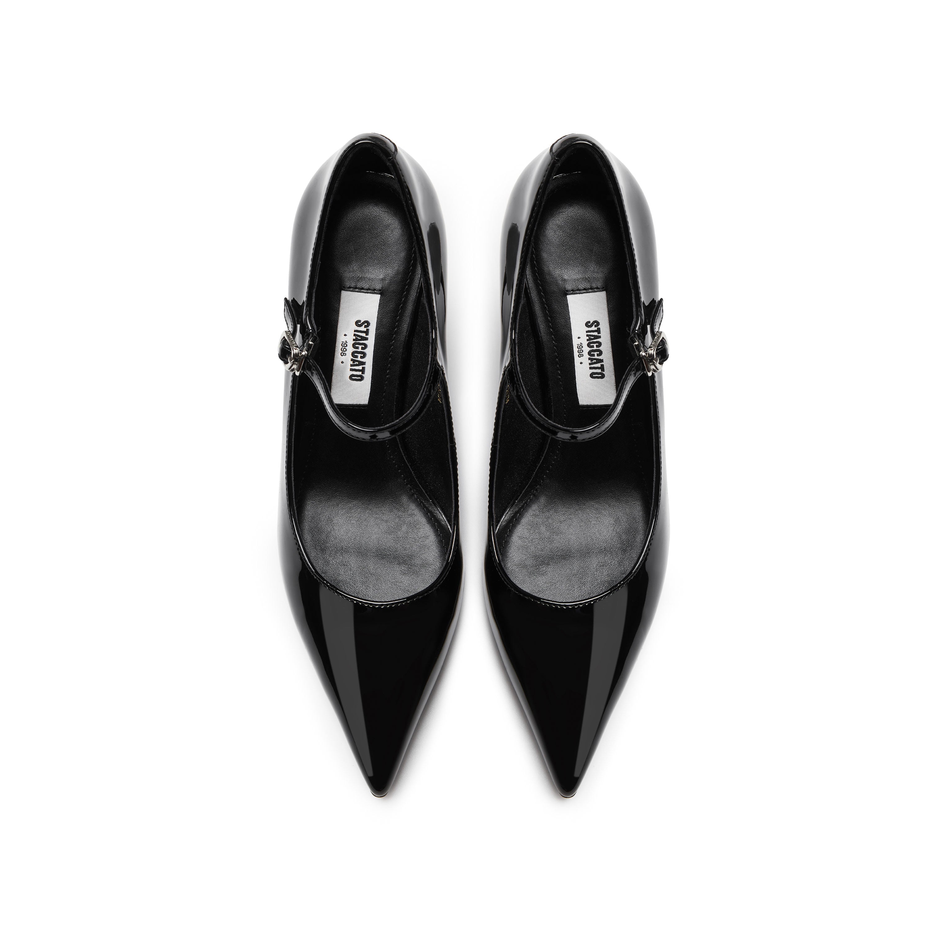 Black Patent Pointed Heeled Mary Janes