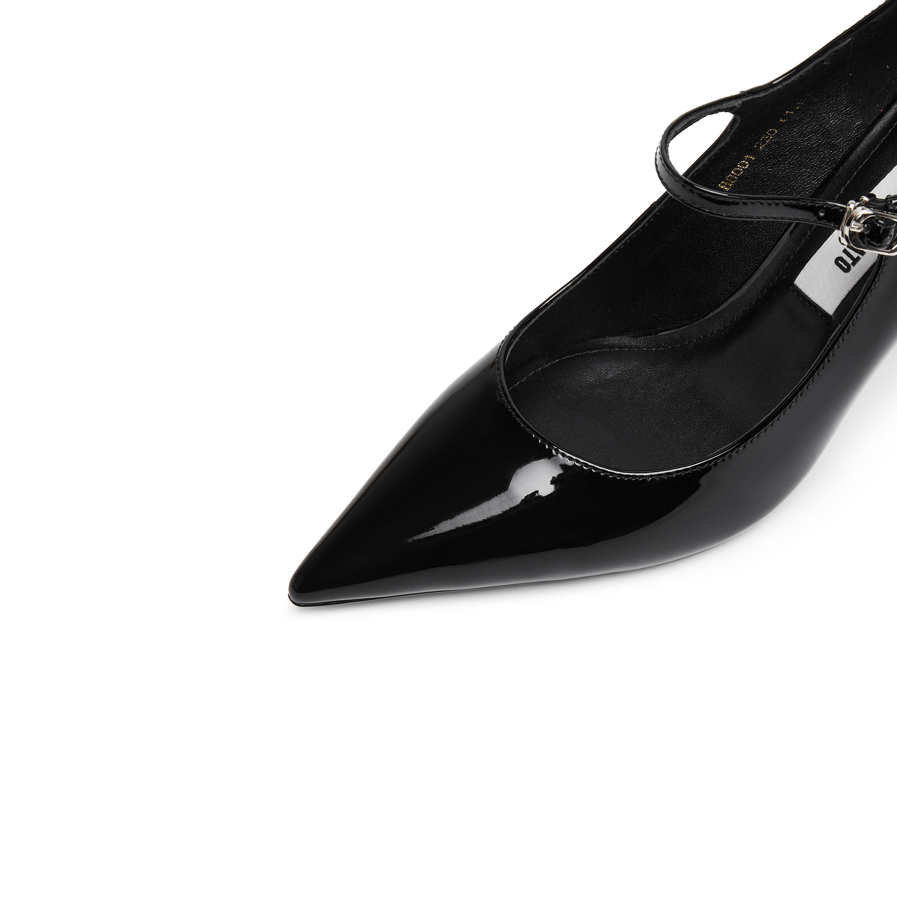 Black Patent Pointed Heeled Mary Janes