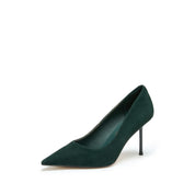 Green Suede Pointed Toe Stiletto Heel Pumps