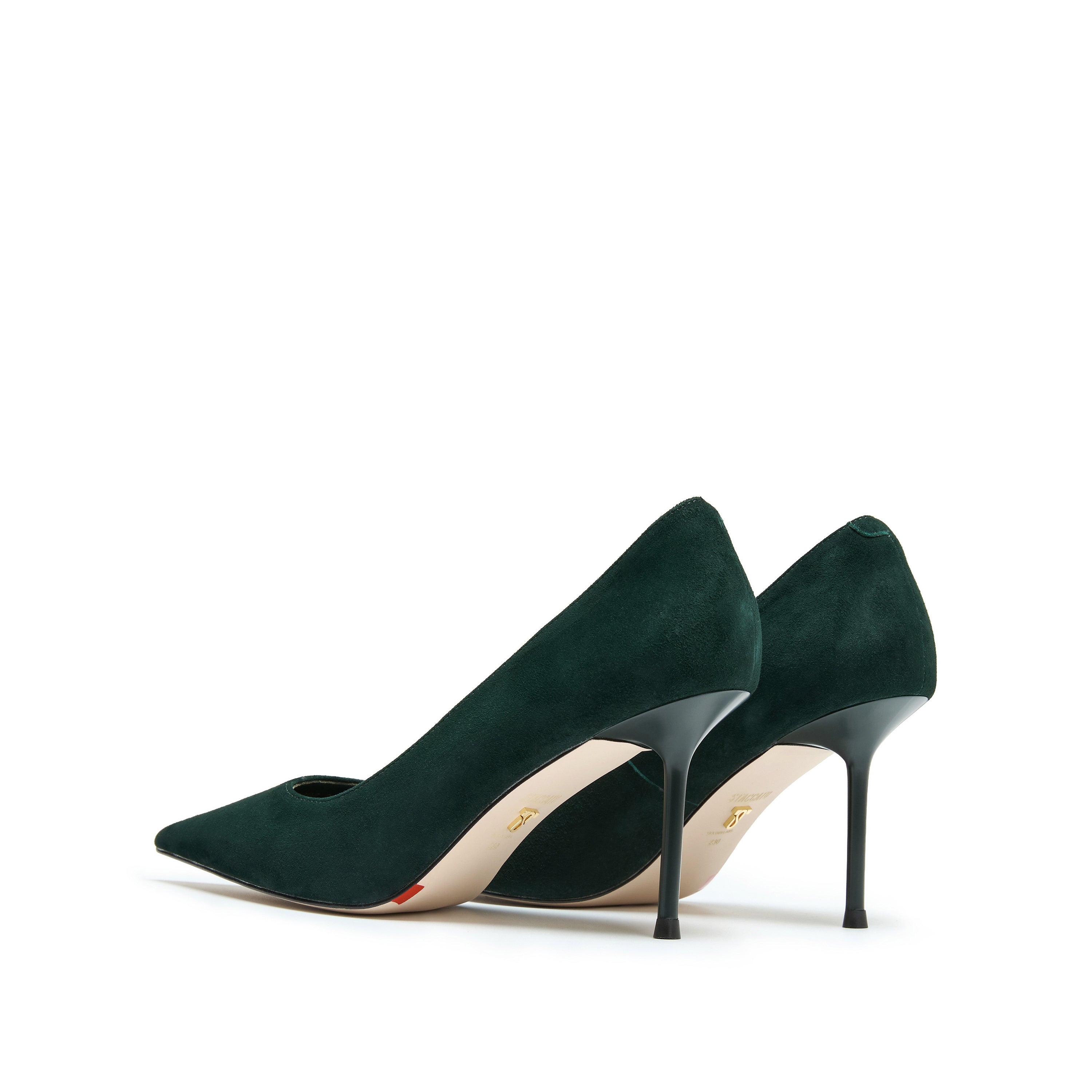 Green Suede Pointed Toe Stiletto Heel Pumps