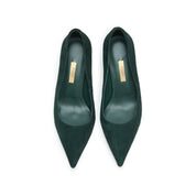 Green Suede Pointed Toe Stiletto Heel Pumps