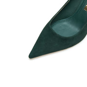 Green Suede Pointed Toe Stiletto Heel Pumps